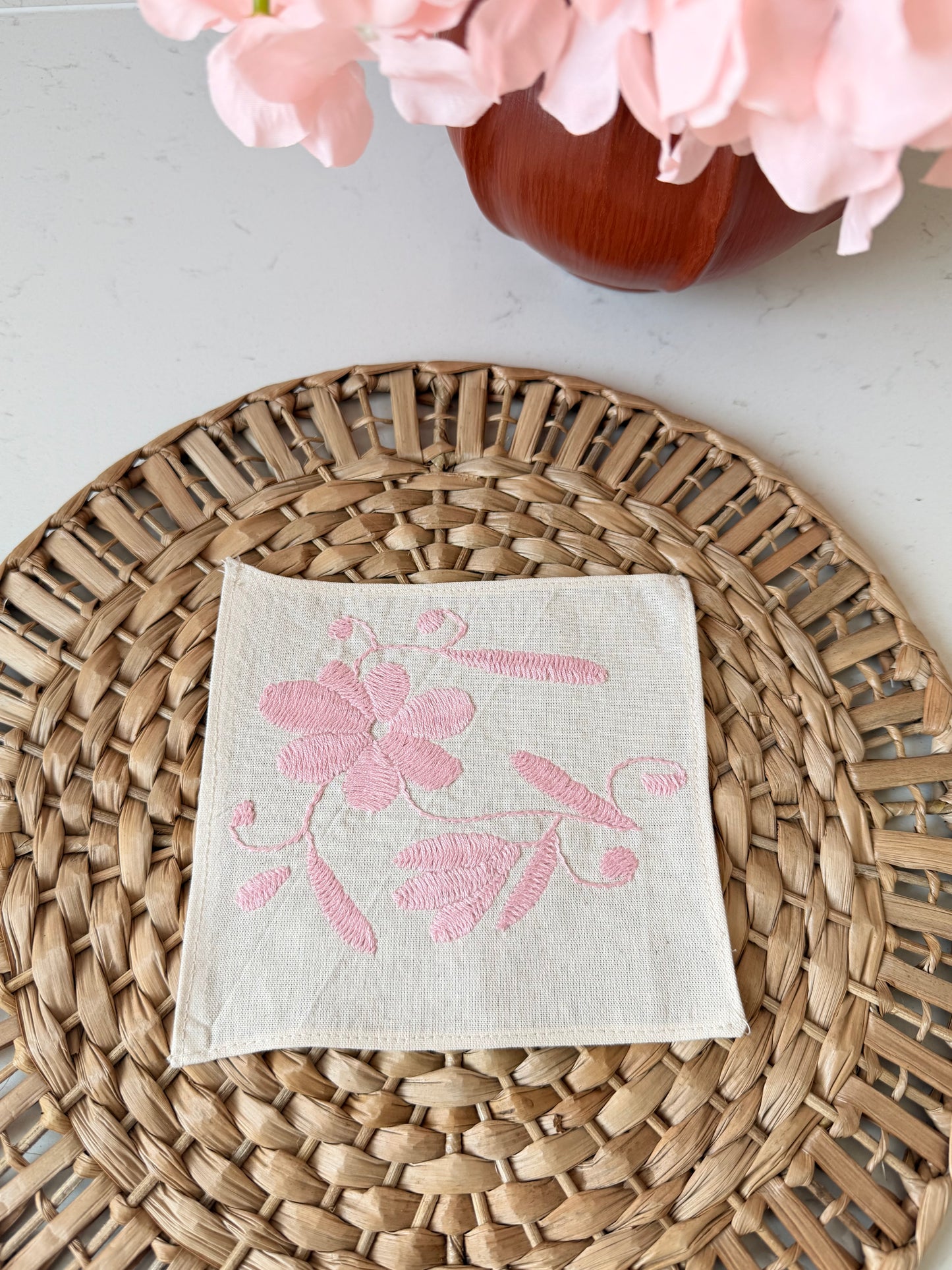 Blush pink Otomi coasters