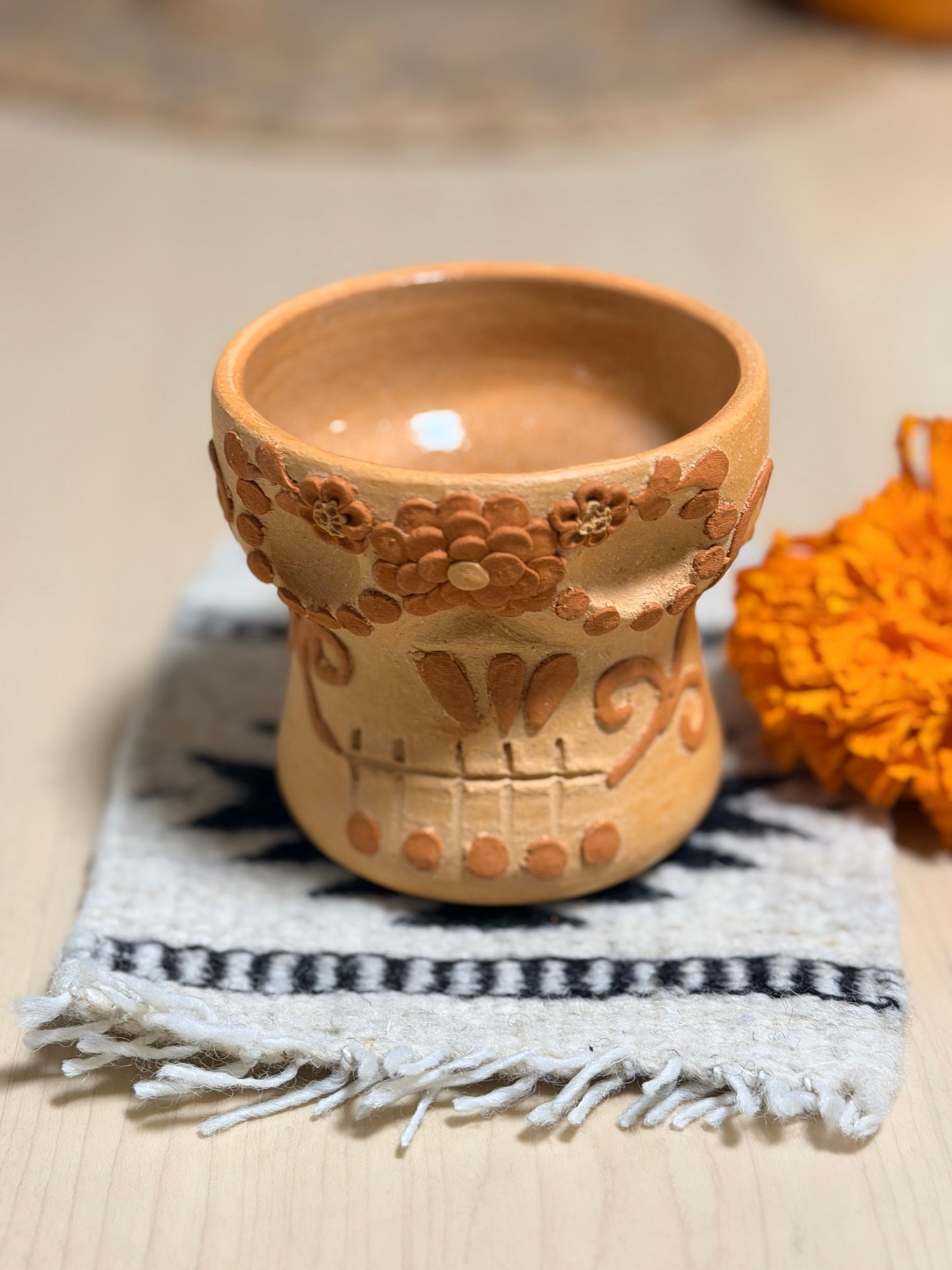 Calavera cup bordado natural