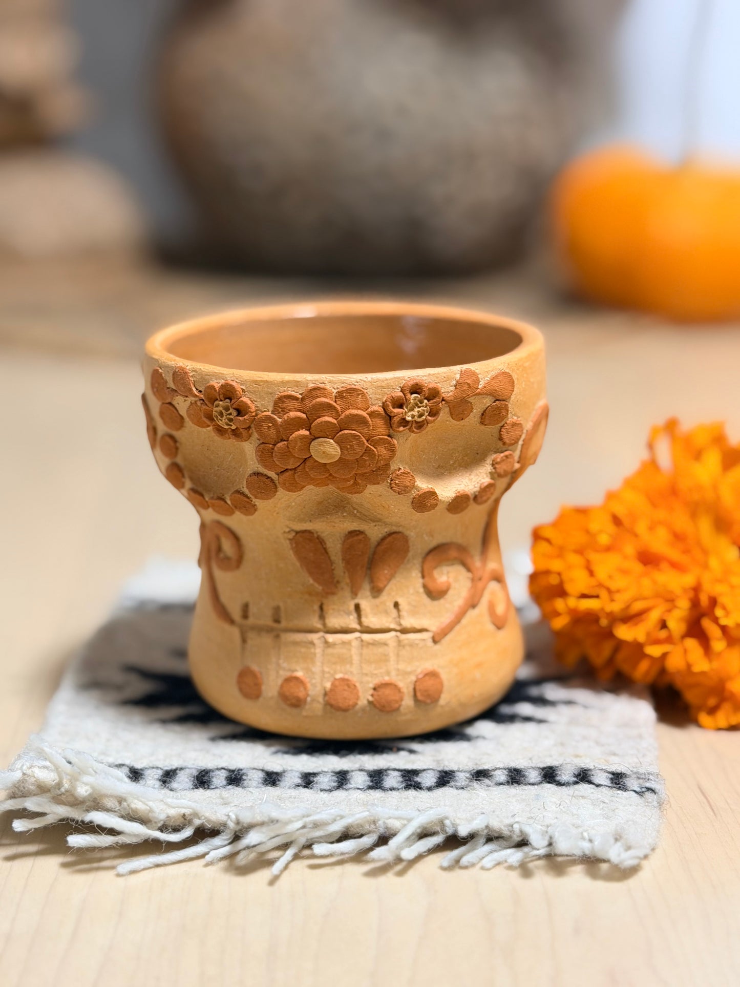 Calavera cup bordado natural
