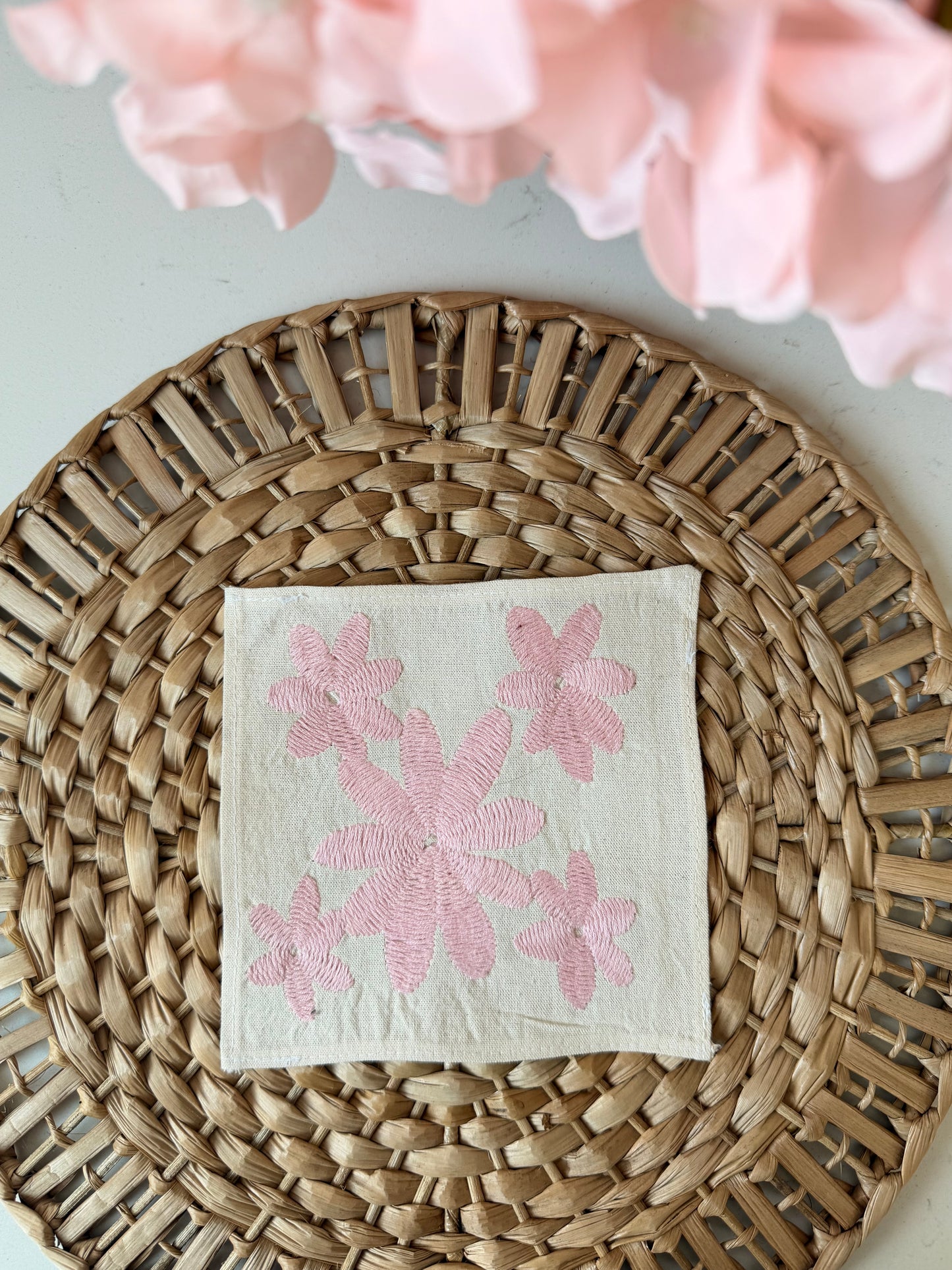 Blush pink Otomi coasters