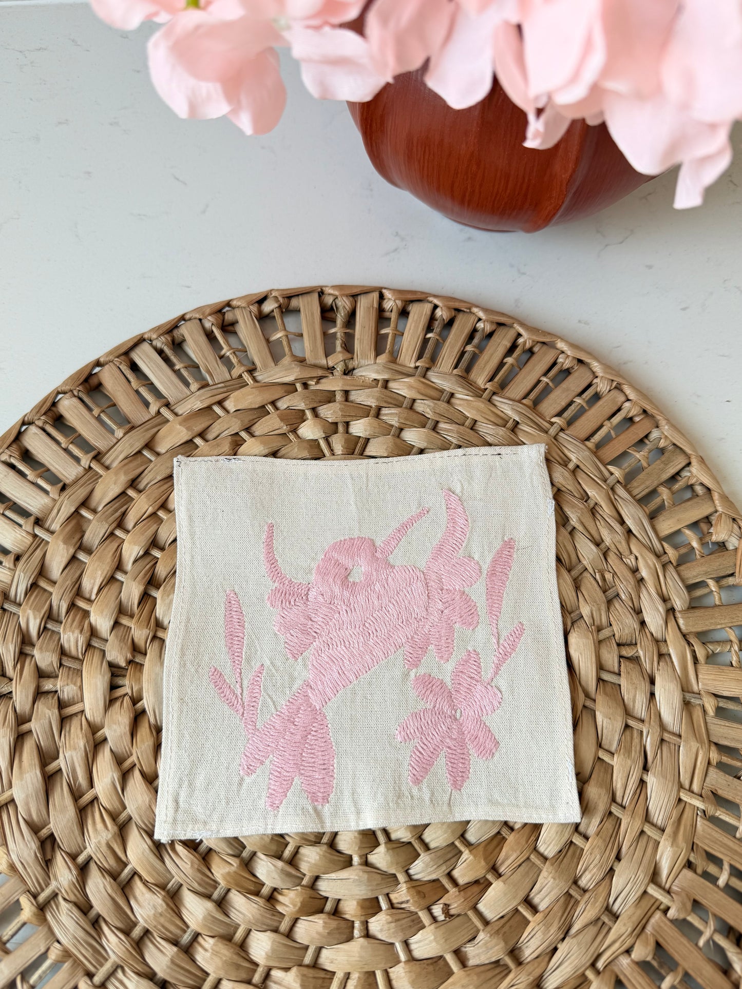 Blush pink Otomi coasters