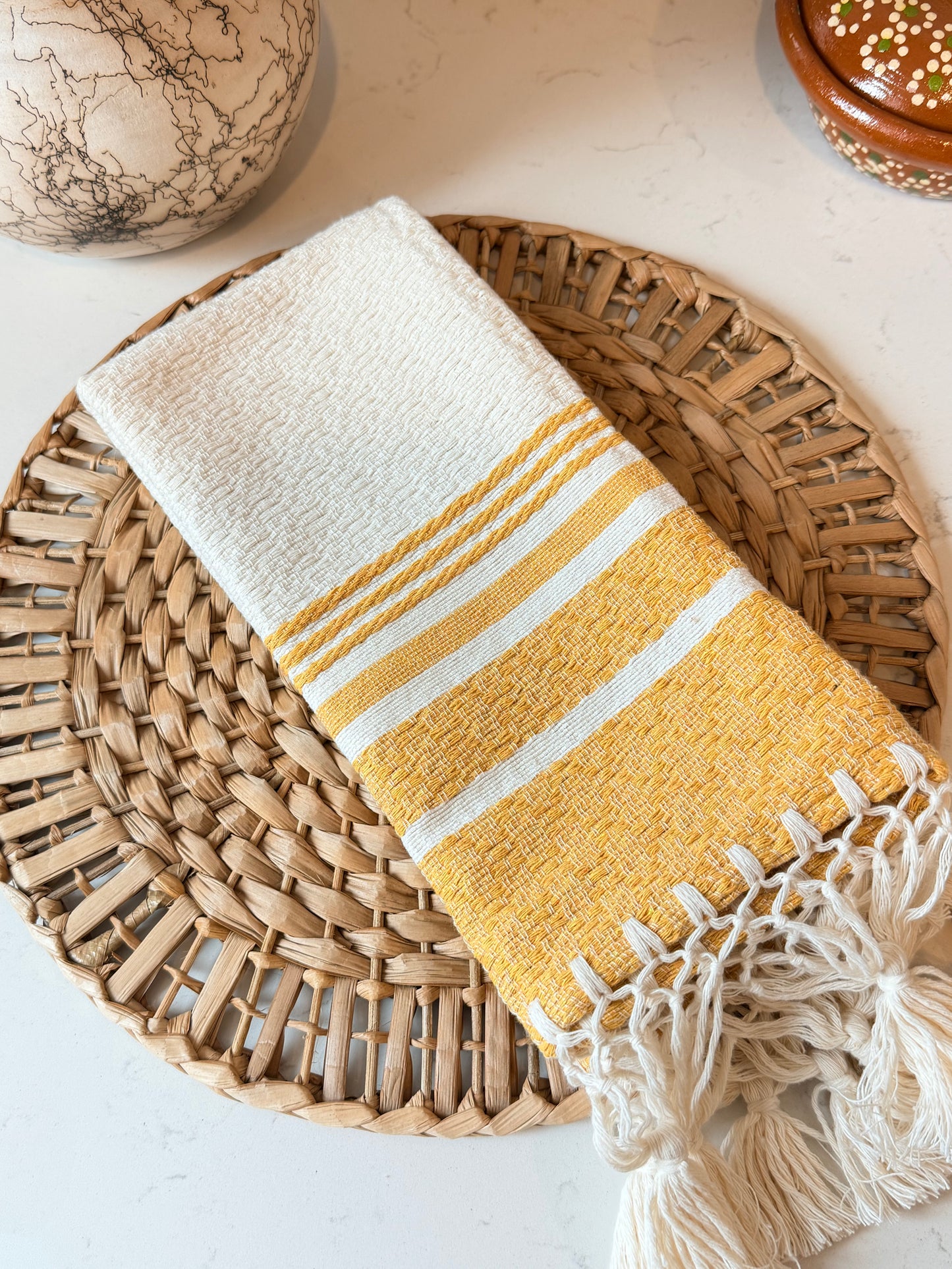 Lulu mustard/white napkin