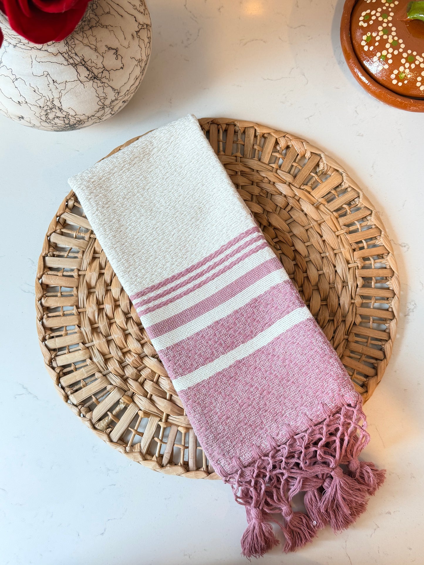 Angelica pink/white napkin