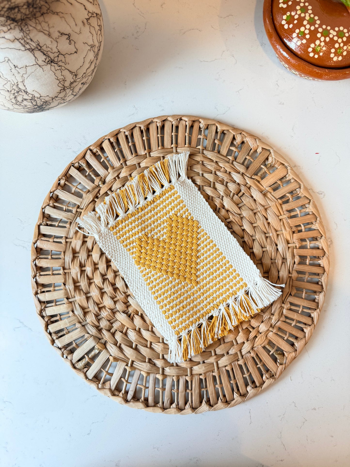 Mustard waist loom coaster