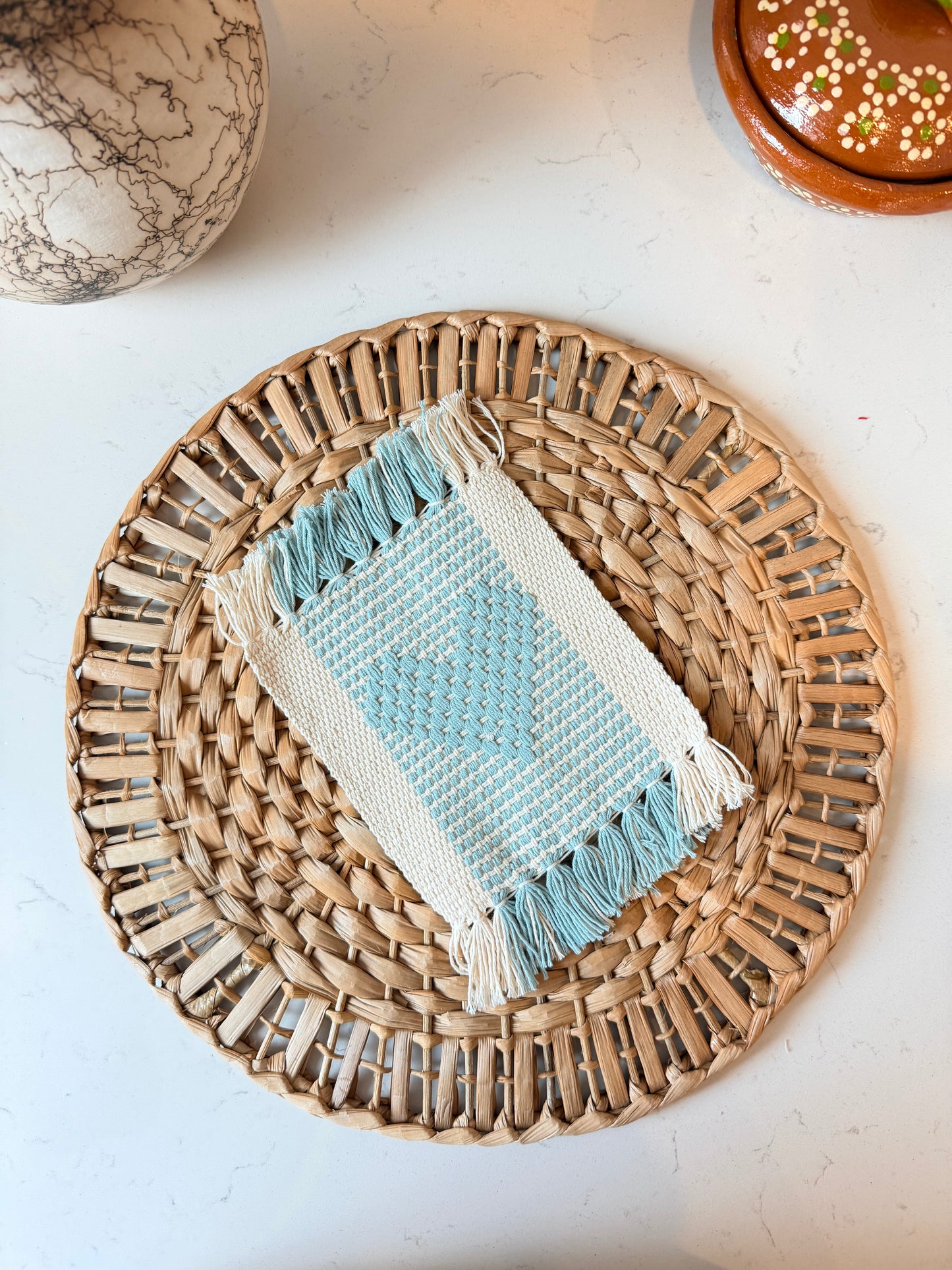 Light blue waist loom coaster