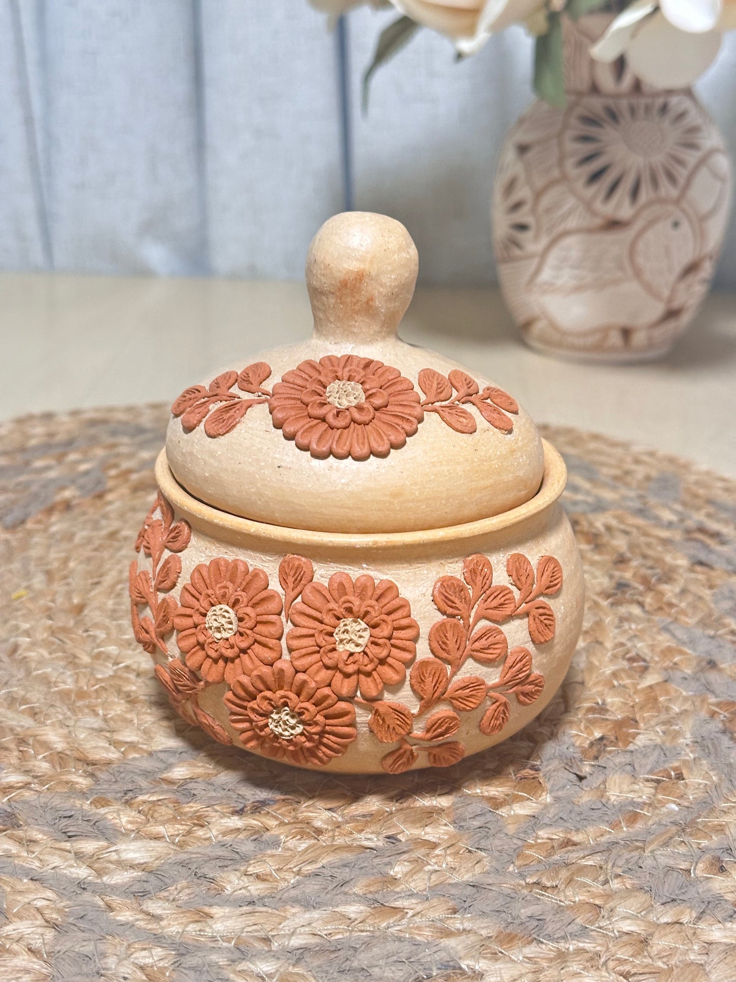 Azucarera bordada natural / Natural sugar bowl