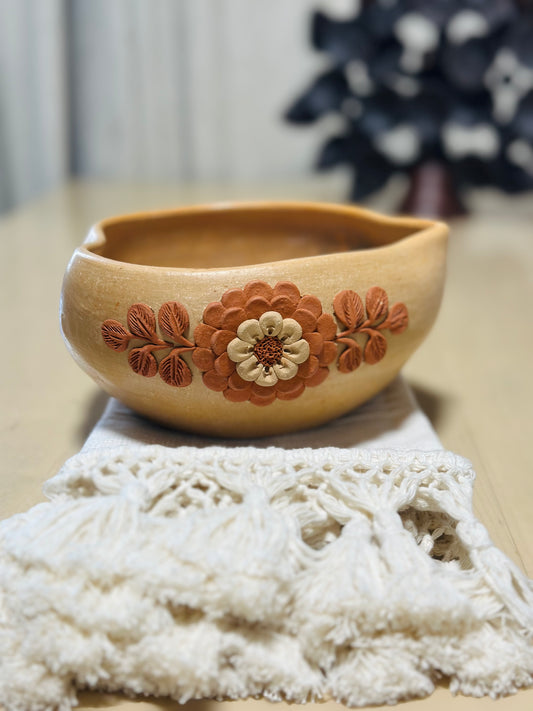 Tazon Corazon bordado natural /Heart bowl natural